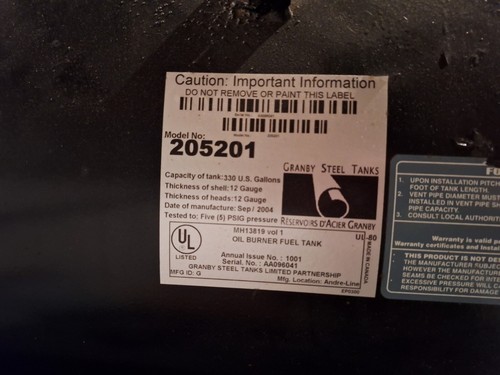 Granby oil tank capacity - granby, tank,capacity